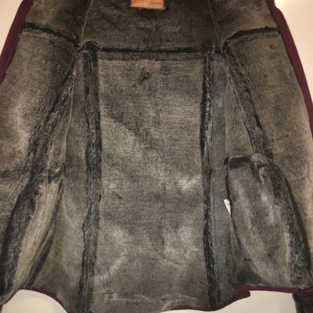 Outback Faux Shearling Coat Soft Lux Burgundy Red size Small fit Like a Medium - Picture 6 of 8